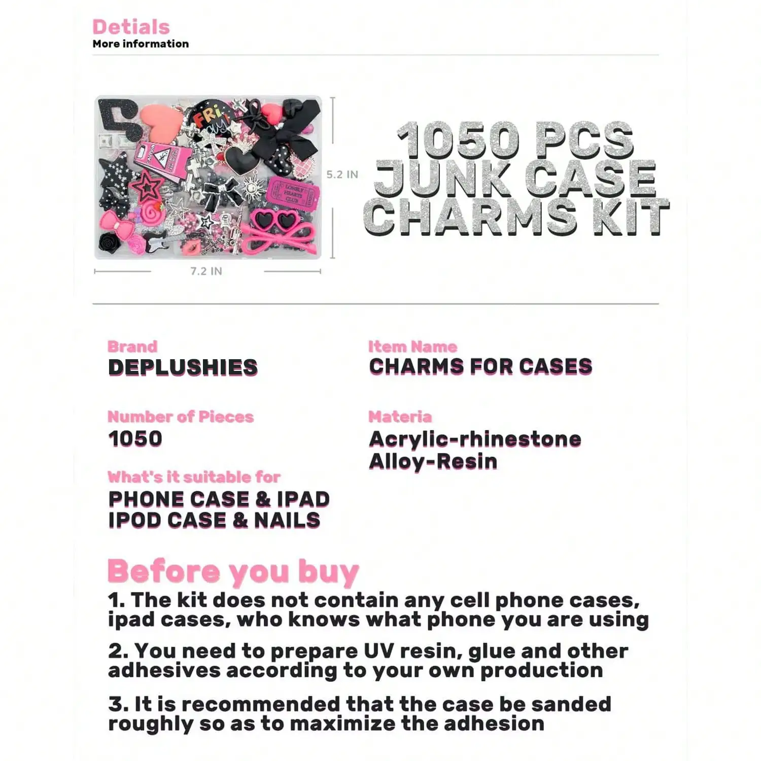 Kit de 1050 breloques pour coq - Phone Accessories Kit avis et prix